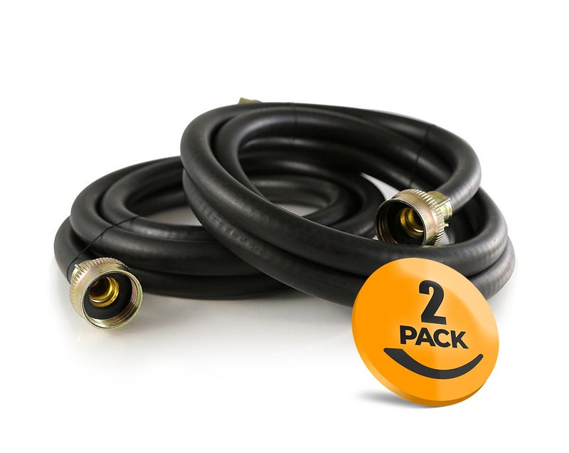 K&J Premium 6ft Washing Machine Hoses Burst Proof - Hot and Cold Water Supply Hoses for Washing Machines (Rubber) - Image 1